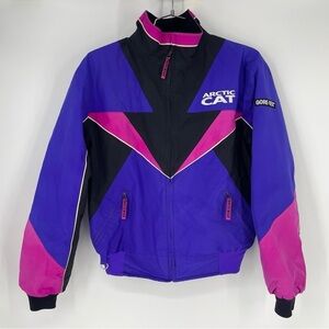 Vintage Arctic Cat Snowmobile Coat With Fleece Insert Jacket Purple Gortex Large